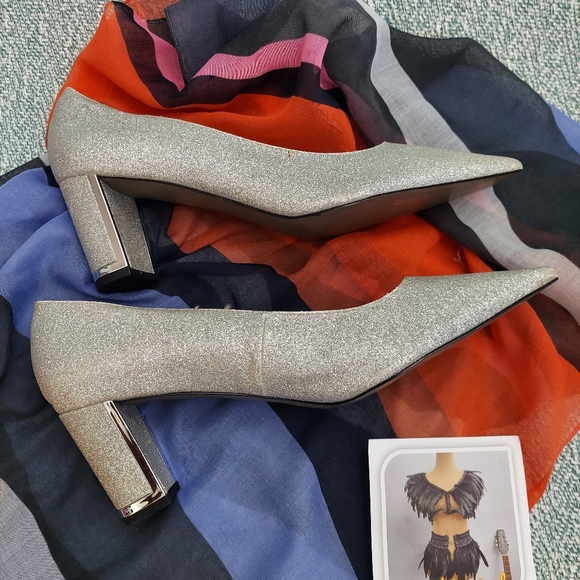 Silver Glitter Pumps - Picture 3 of 9